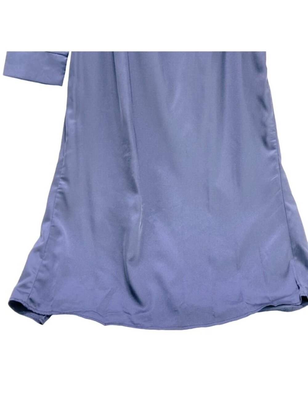 PRETTY LITTLE THING Women's Dress Blue Silky Maxi Ruffled Side Seam Slit Size 4 - Picture 6 of 7